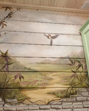 Роспись стен в деревянном доме