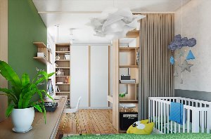 Планировка однокомнатной квартиры с детской кроваткой