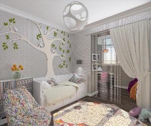 Дизайн спальни совмещенной с детской