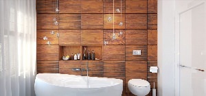 Деревянные панели в ванной комнате