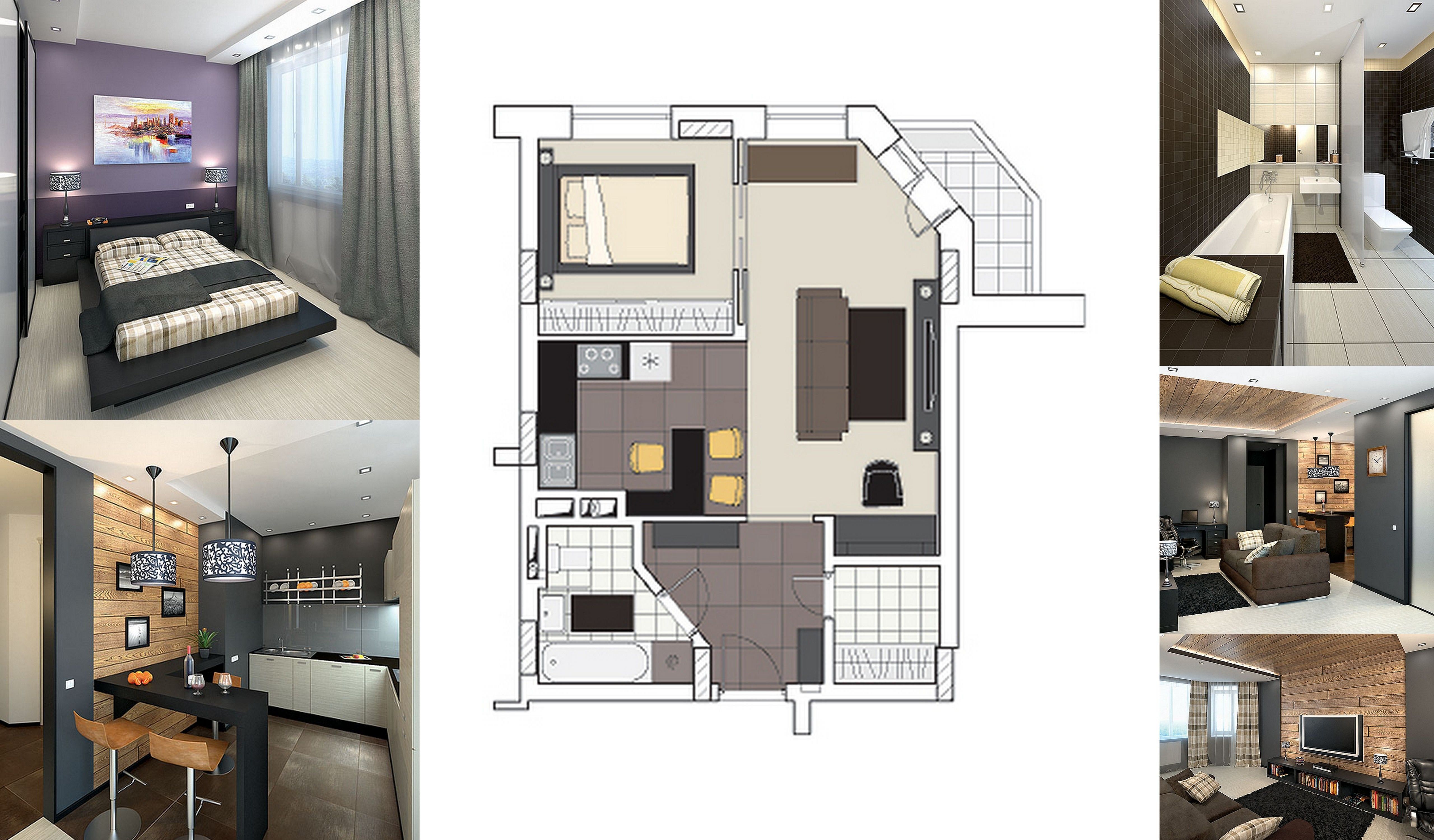 Дизайн интерьера 1-комнатной квартиры 45 кв м