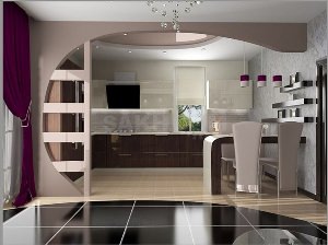 Дизайн перегородки между кухней и гостиной