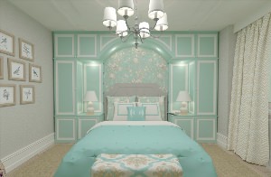 Мятный цвет стен в спальне
