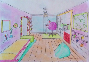Нарисовать комнату для девочки