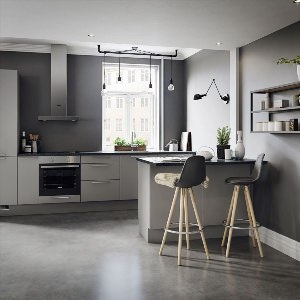 Дизайн кухни с серыми стенами