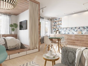 Дизайн студии со спальней
