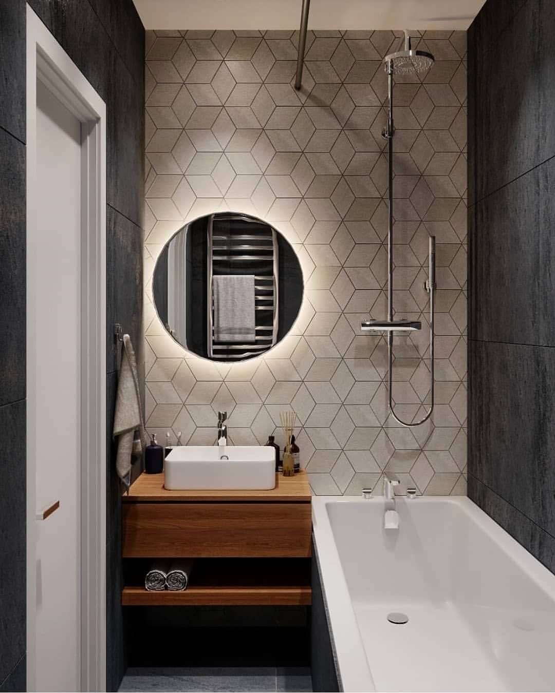 Современный дизайн маленькой ванной комнаты (56 фото)