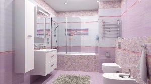 Плитка для ванной комнаты розовая