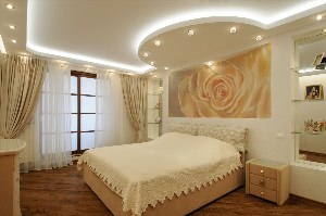 Натяжные потолки в спальне дизайн