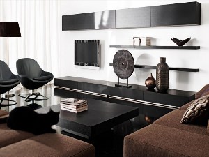 Черная мебель в интерьере гостиной