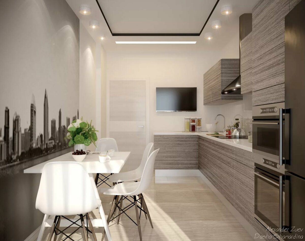 Дизайн кухни с телевизором на стене - 67 фото