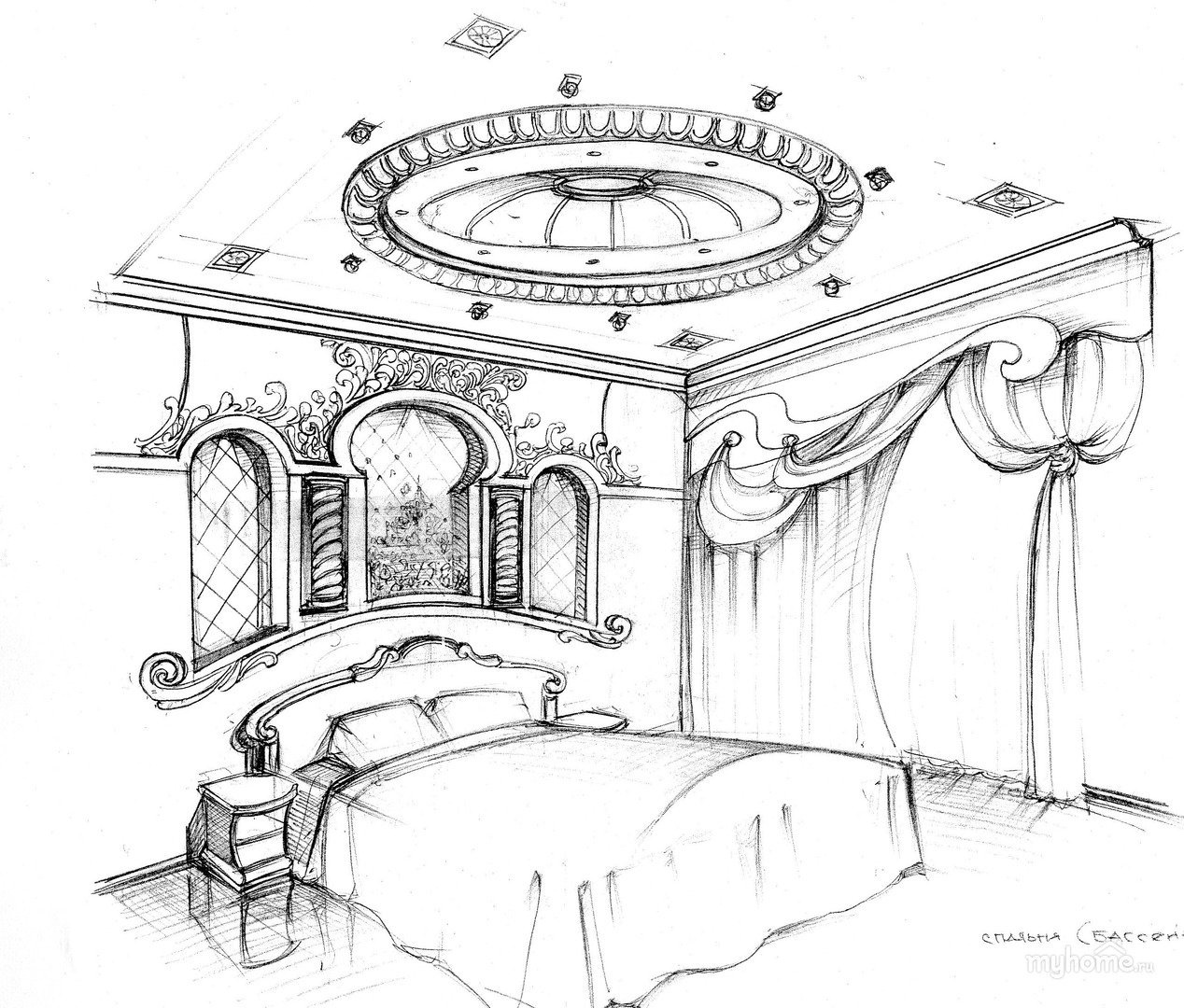 Комната в стиле барокко рисунок | Смотреть 40 идеи на фото бесплатно