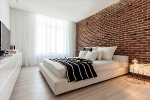 Дизайн спальни с кирпичной стеной
