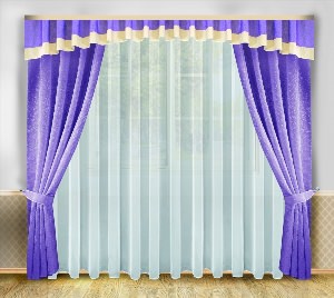 Фиолетовые шторы с ламбрекеном