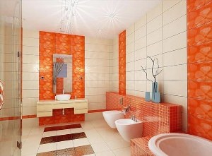 Плитка для ванной комнаты оранжевая