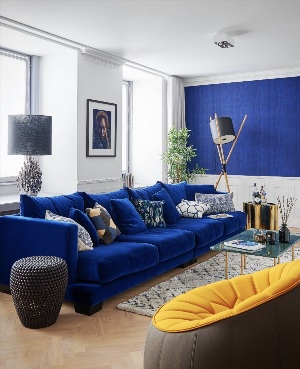 Синяя гостиная дизайн