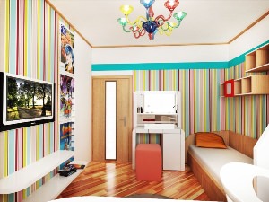 Прямоугольная детская комната с балконом