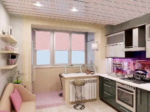 Дизайн кухонь совмещенных с балконом