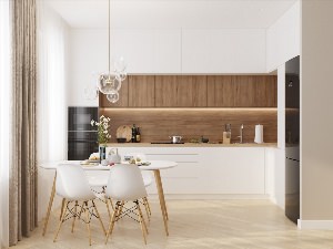Дизайн белой деревянной кухни