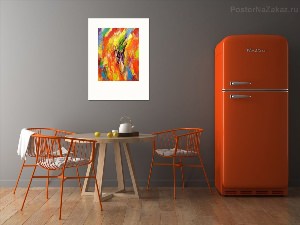Оранжевый холодильник в интерьере