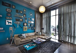 Серо-синяя гостиная