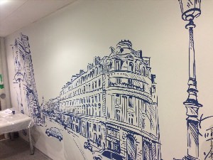 Нарисовать город на стене