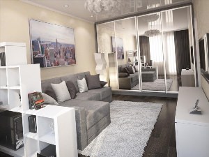 Дизайн гостиной в однокомнатной квартире