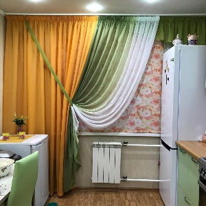 Двухуровневые шторы для кухни