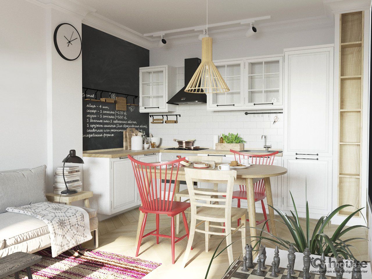кухня гостиная в скандинавском стиле фото интерьер