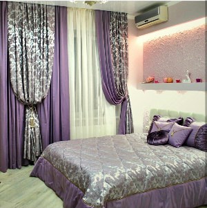 Фиолетовые занавески в спальню