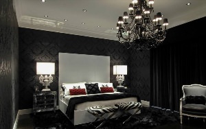 Дизайн спальни в черном цвете