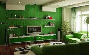 Зеленая комната интерьер