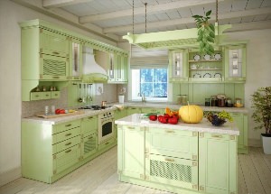 Зеленая кухня в стиле прованс