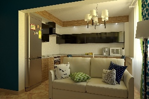 Маленькая кухня гостиная с диваном