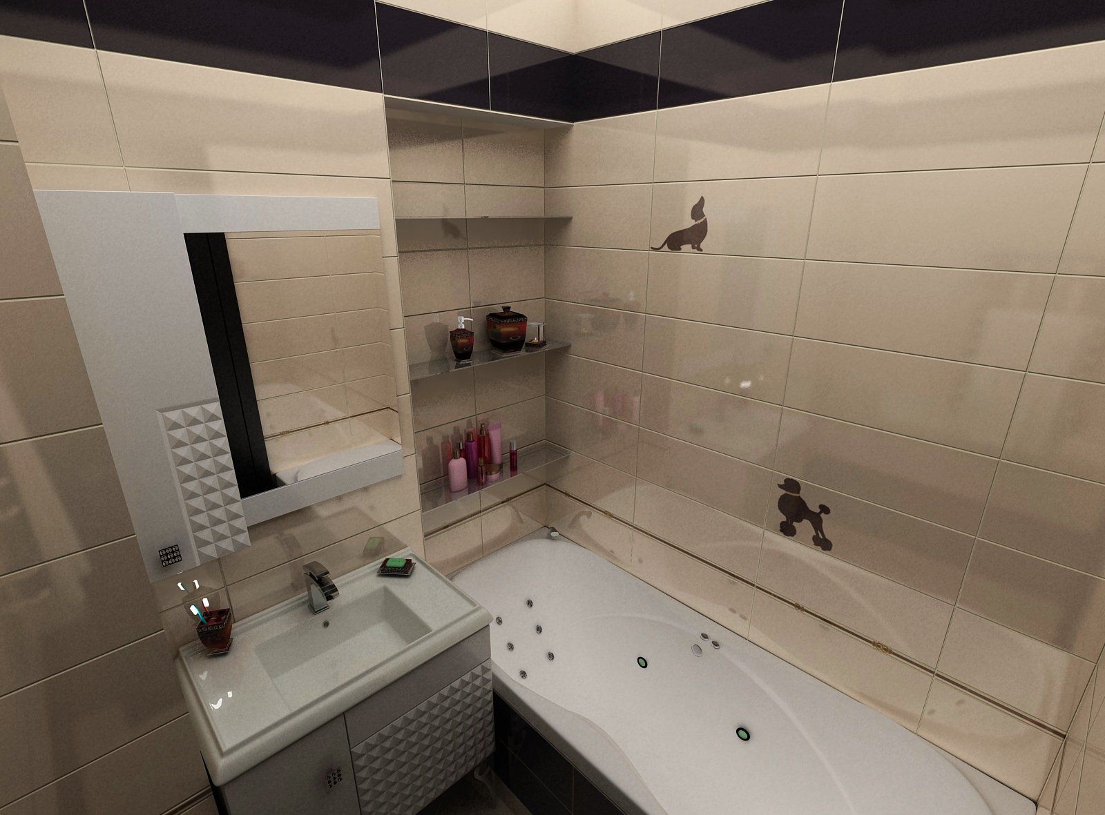 дизайн бежевых маленьких ванных комнат фото
