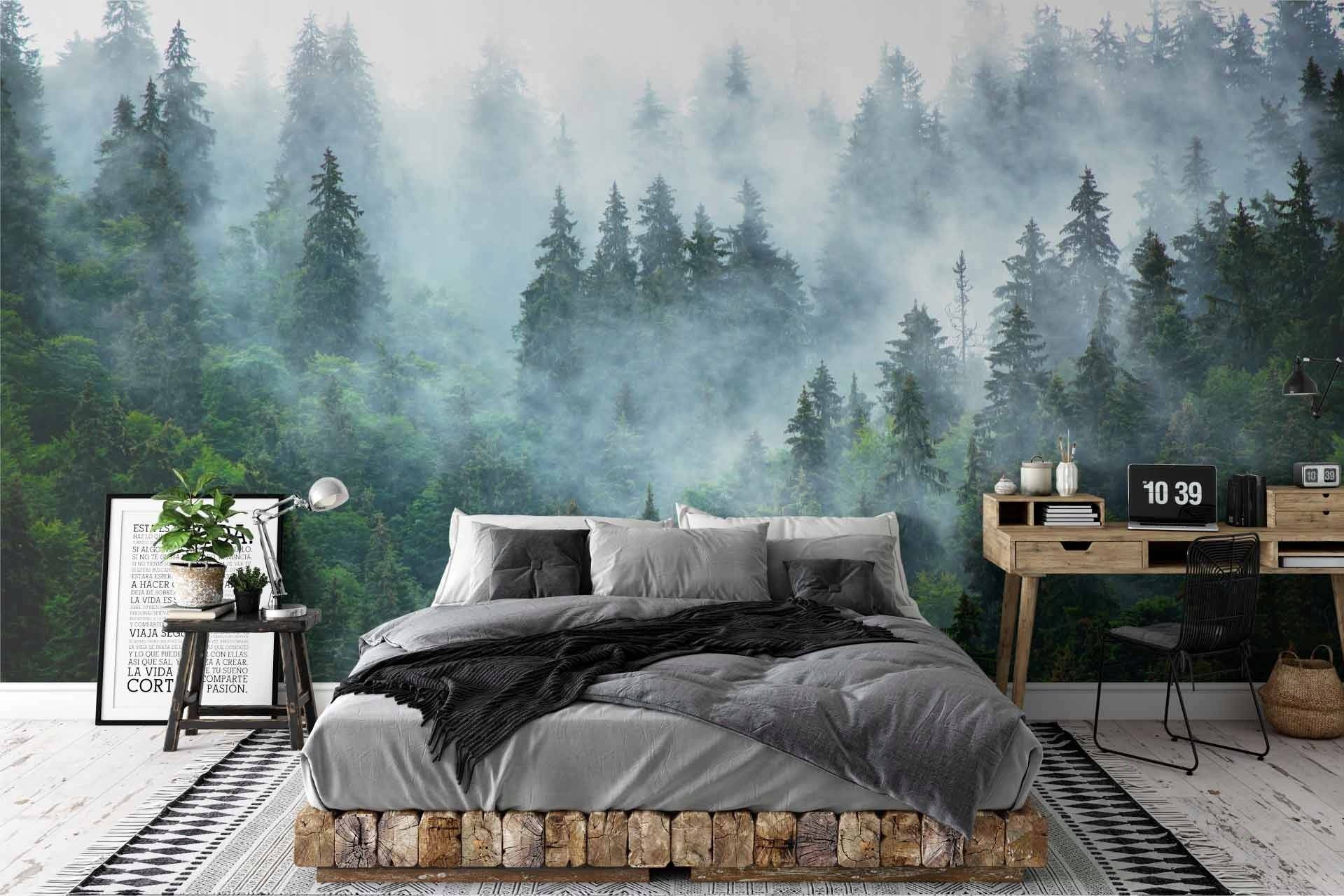 лес в тумане в интерьере