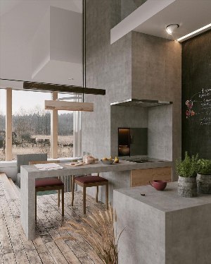 Дизайн кухни под бетон