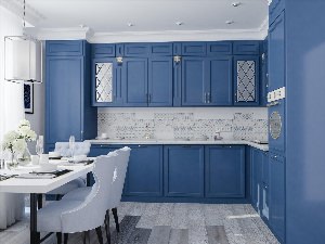 Серо синий цвет кухни