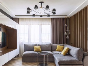 Дизайн зала с угловым диваном