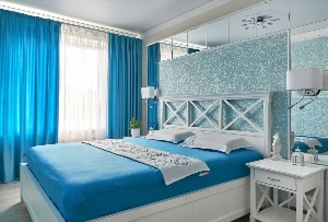 Дизайн спальни в голубых тонах