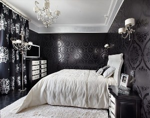 Дизайн спальни с темными обоями
