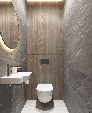 Дизайн туалетной комнаты с раковиной