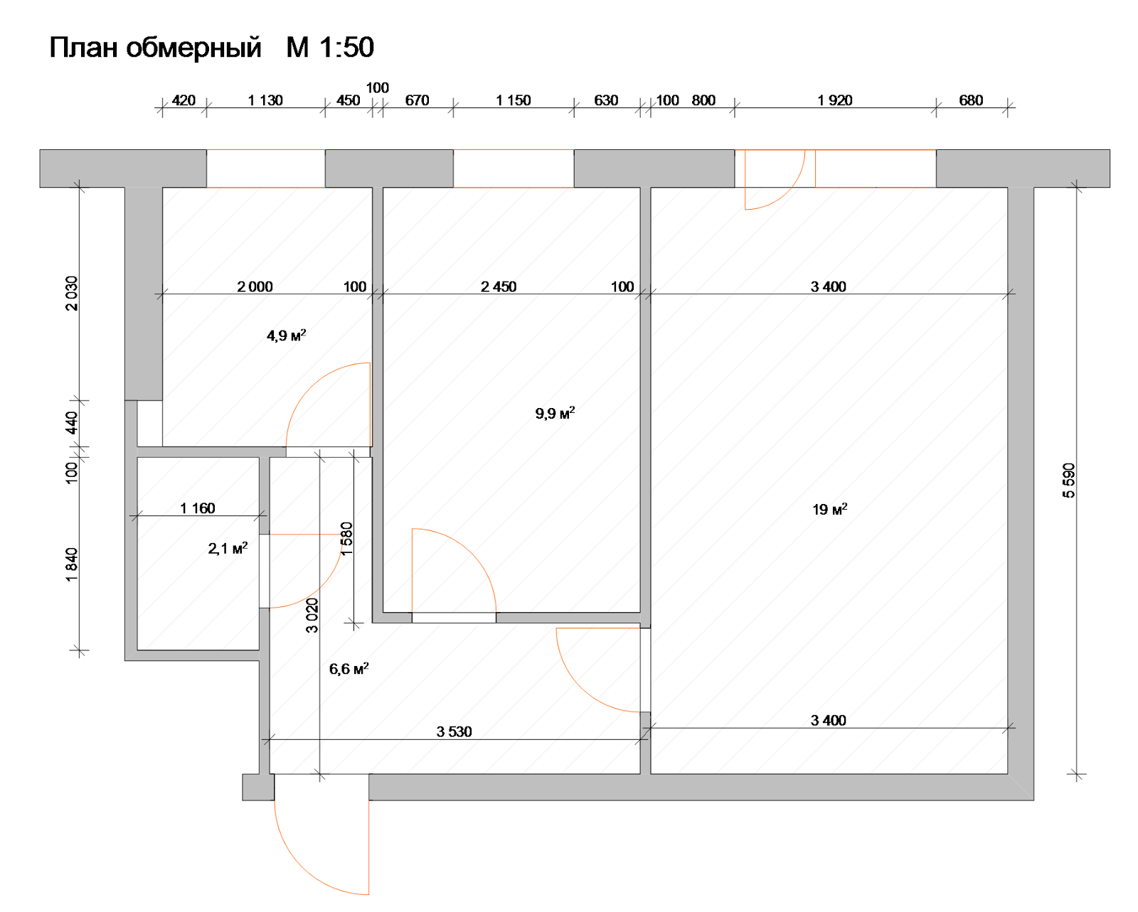 План квартиры чертеж 2 х комнатная