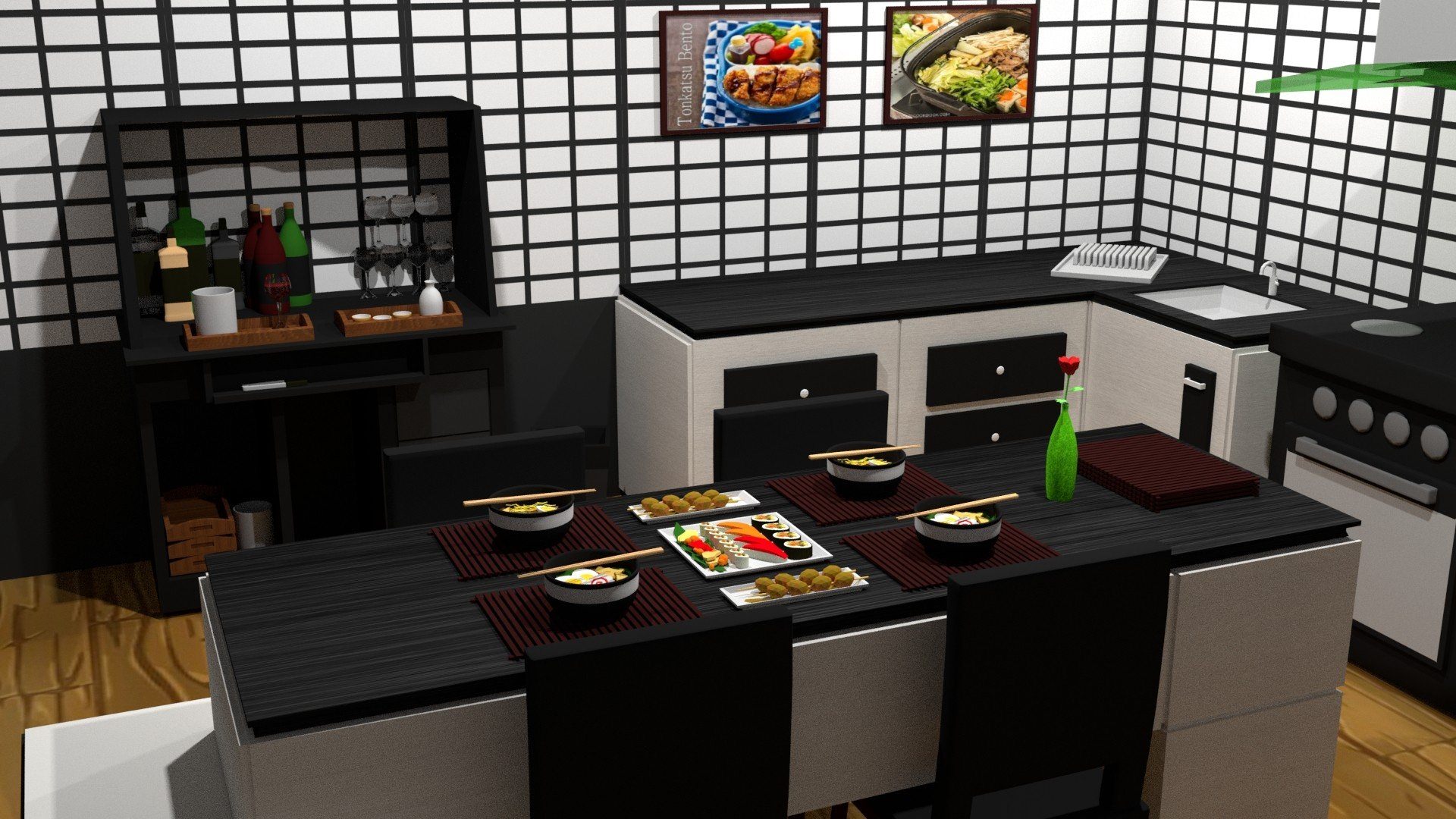 кухня в японском стиле дизайн