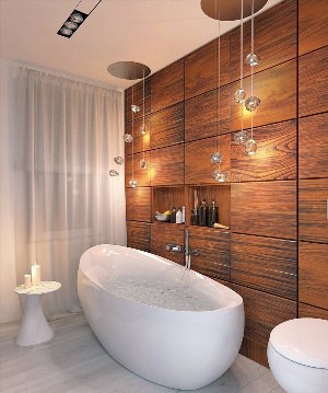 Дизайн ванной комнаты под дерево