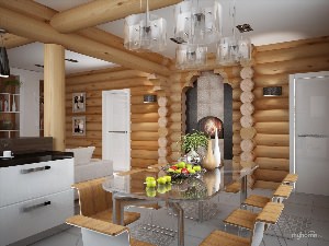 Дизайн интерьера дома из бревна