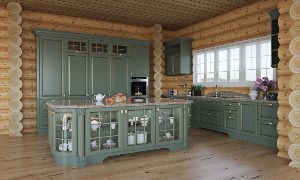 Цвет кухни в деревянном доме