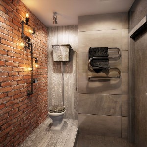 Интерьер туалета в стиле лофт