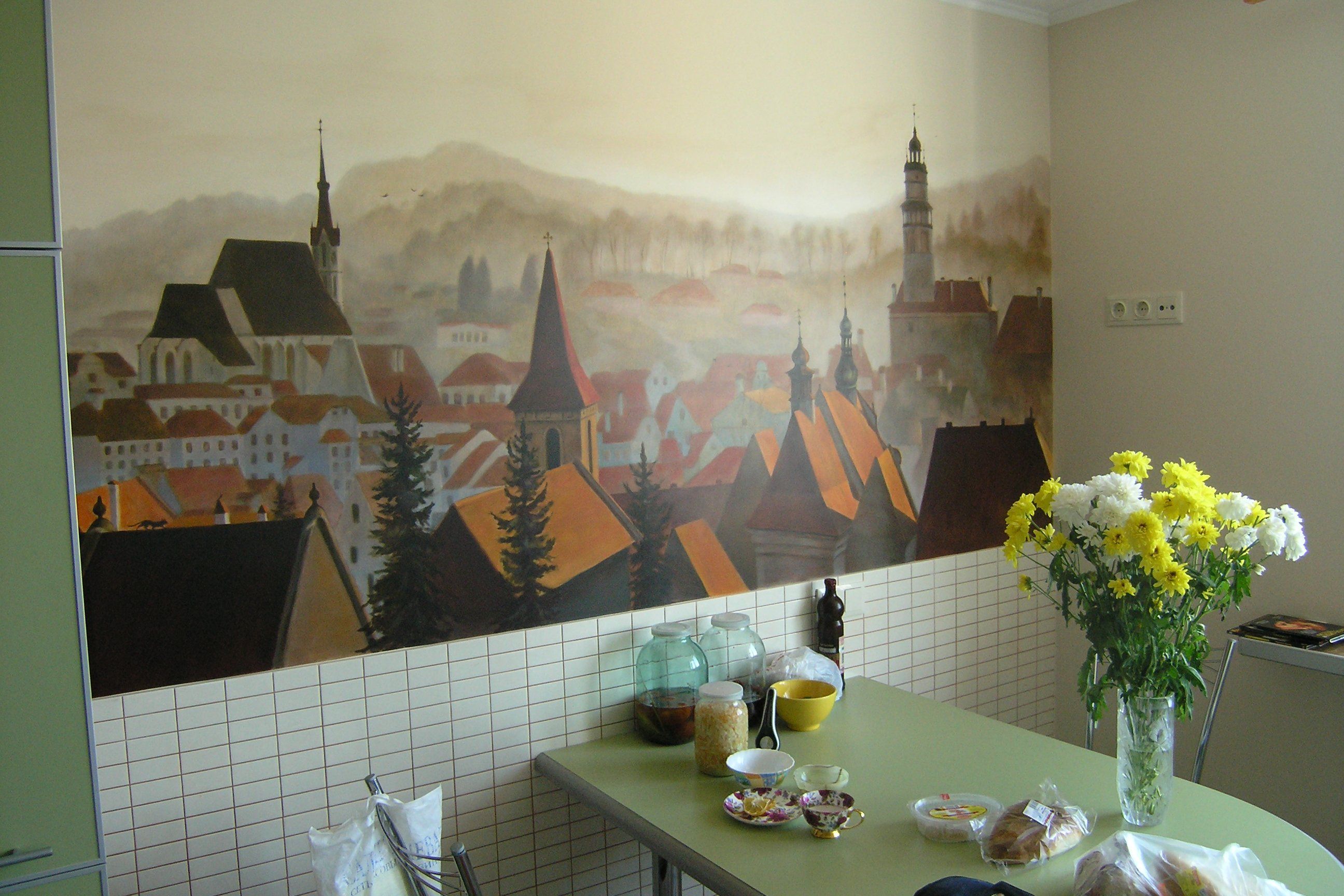 Роспись стен на кухне (61 фото)