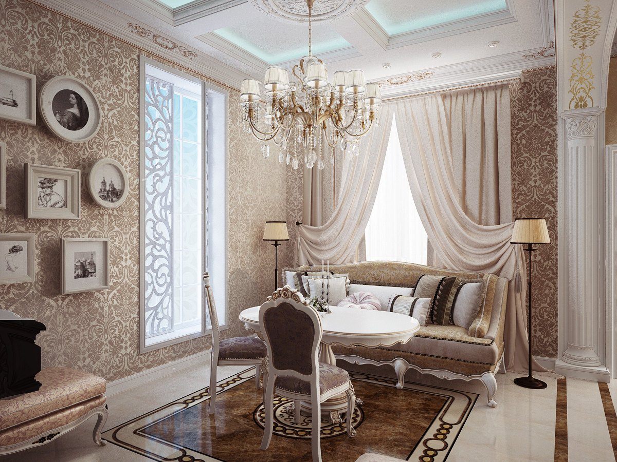 Элегантная гостиная в классическом стиле